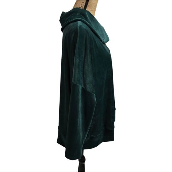 CABLE & GAUGE Teal‎ Velvet Velour Cowl Neck Sweater Sweatshirt Plus Size 2X New - Picture 3 of 6